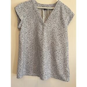 Hilary Radley Black & White womens M/M Shirt Sleeve Blouse Ladies Classic